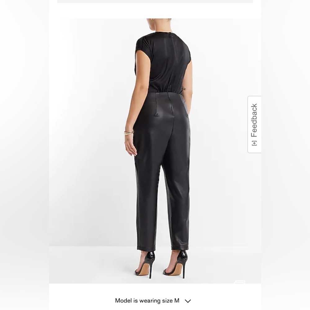 Cap Sleeve Faux Leather Jumpsuit